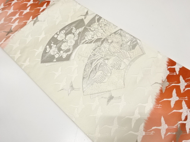 JAPANESE FUKURO OBI / PLATINUM​ FOIL / WOVEN MANDARIN DUCK